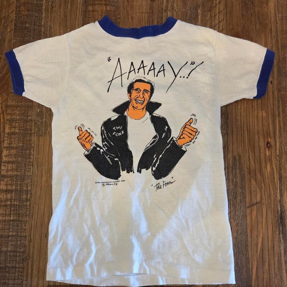 1976 The Fonz white and blue ringer tee